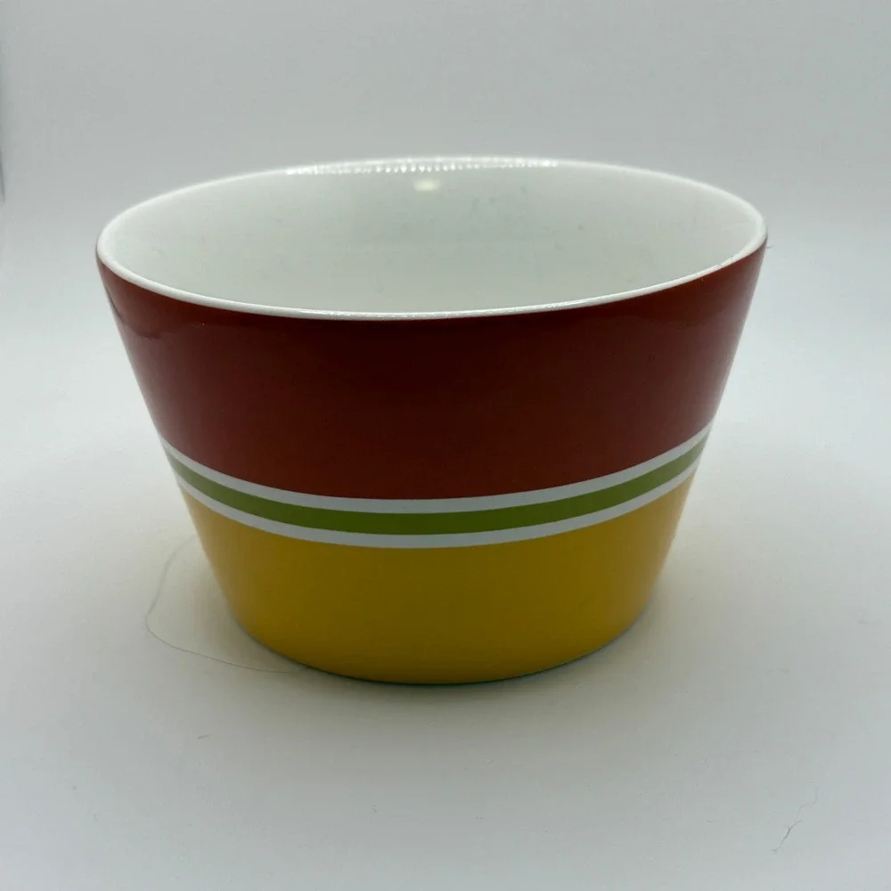 222 Fifth Cadiz Red‎ Yellow Stripes Fine China Small Bowl
